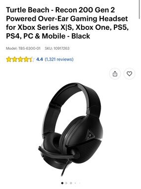 Turtle Beach Recon 200 Gen 2 Wired Over-Ear Gaming Headset - Black